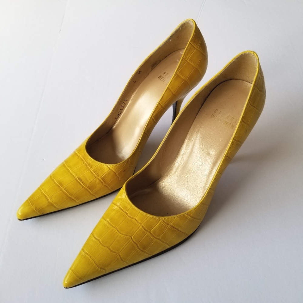 Stuart Weitzman Yellow Leather Pumps